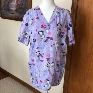 Disney 101 Dalmatians Scrub Top nursing smock XL